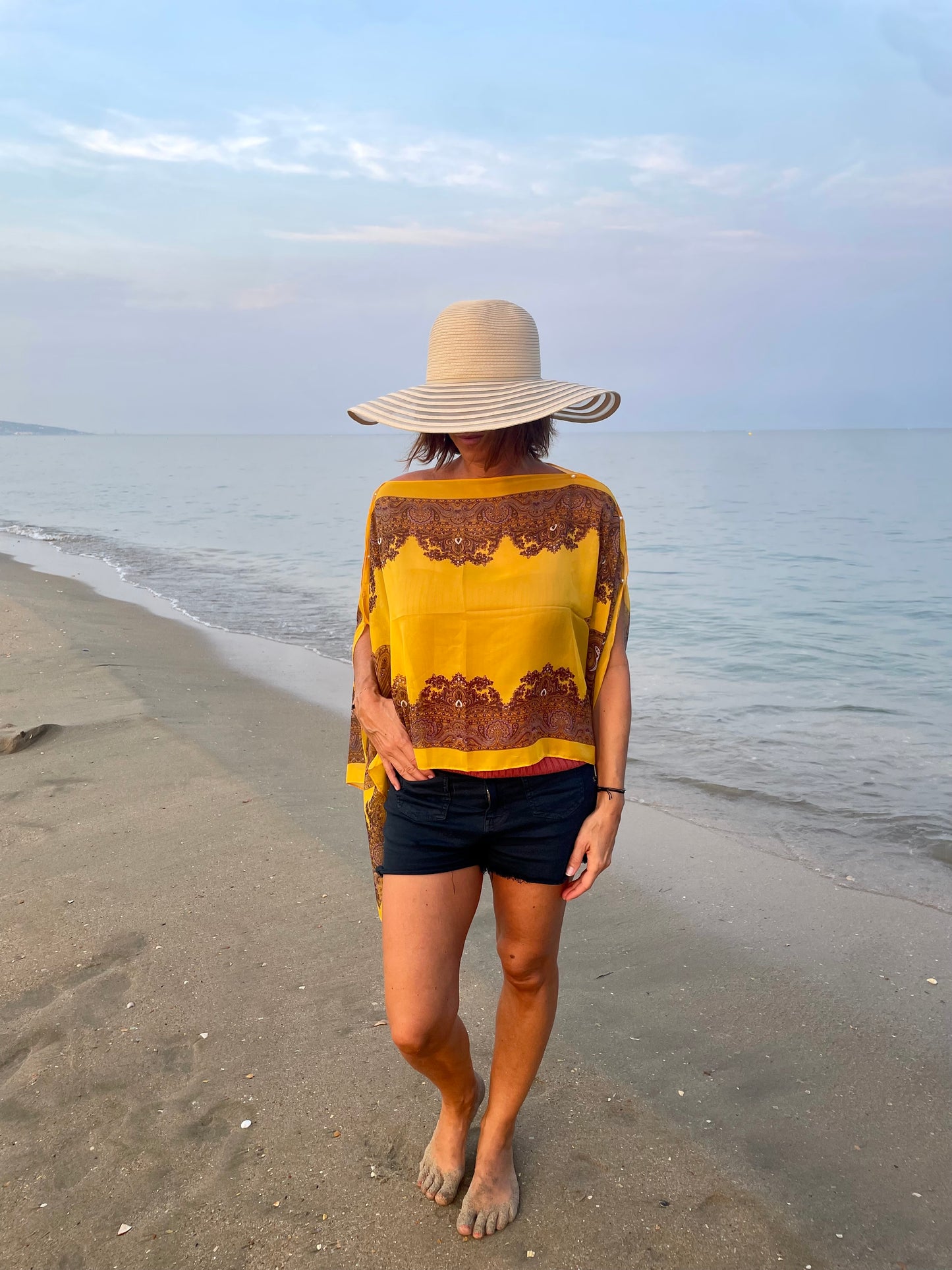 Cap de plage Jaune Moutarde